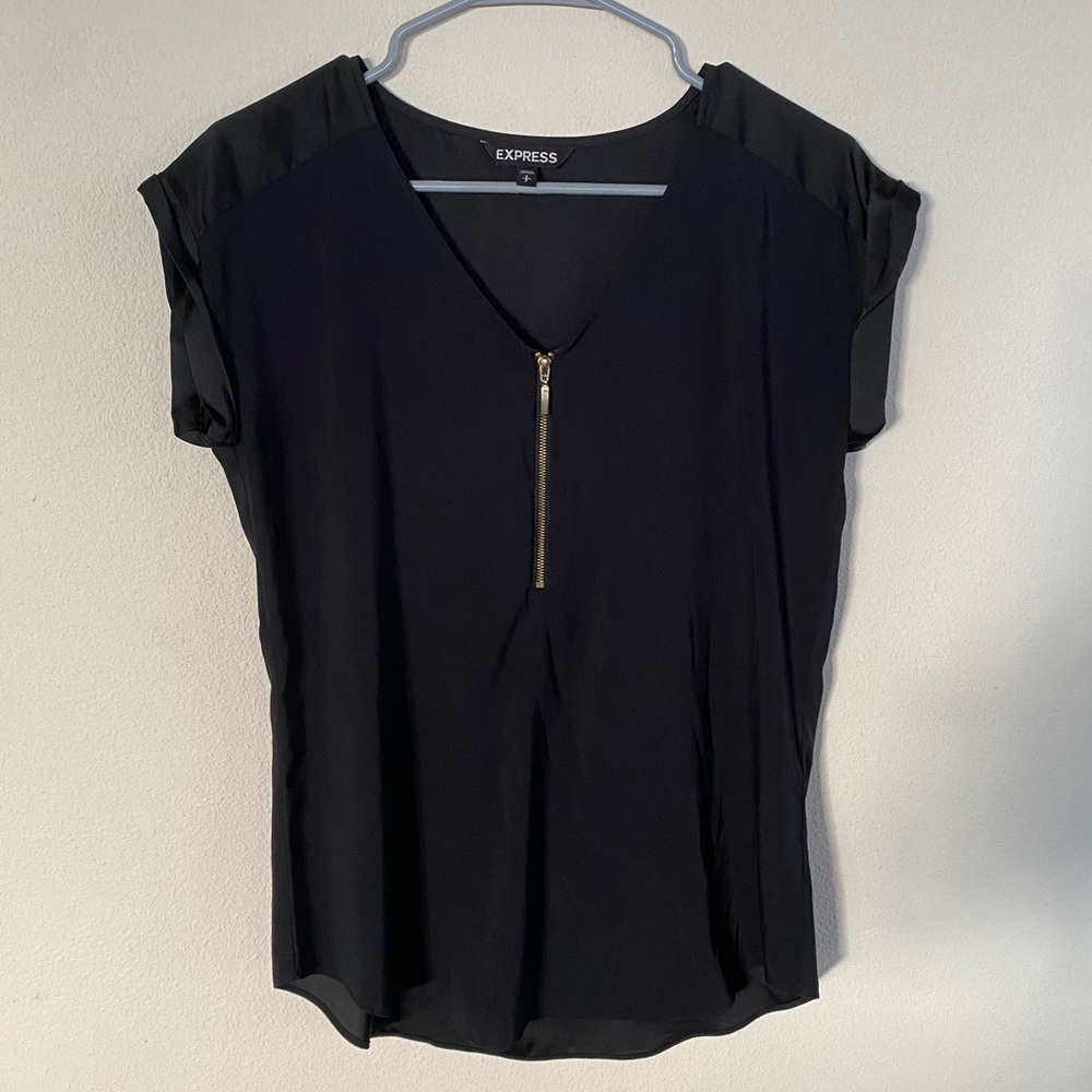 Express Small Silky Black Quarter Zip Shirt